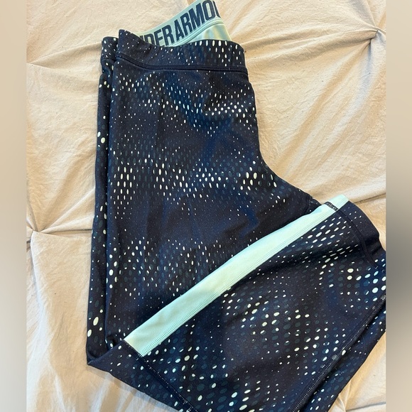 Under Armour Navy and Light Blue Compression workout pants - Picture 2 of 5